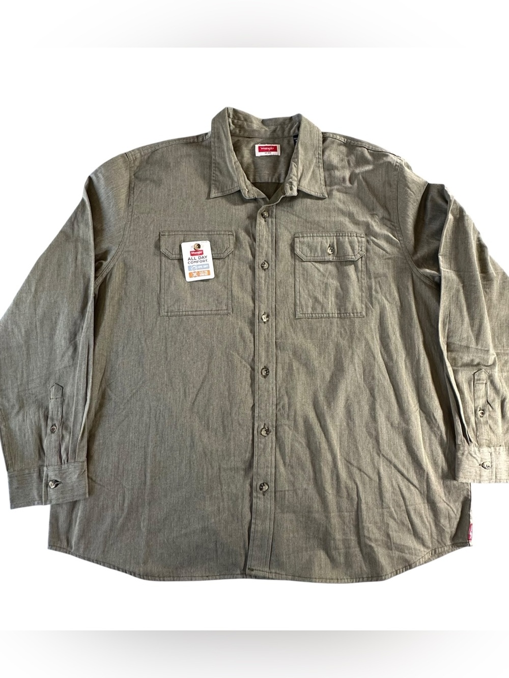 Wrangler Olive Green Long-Sleeve Button-Down Shirt 2XL NWT